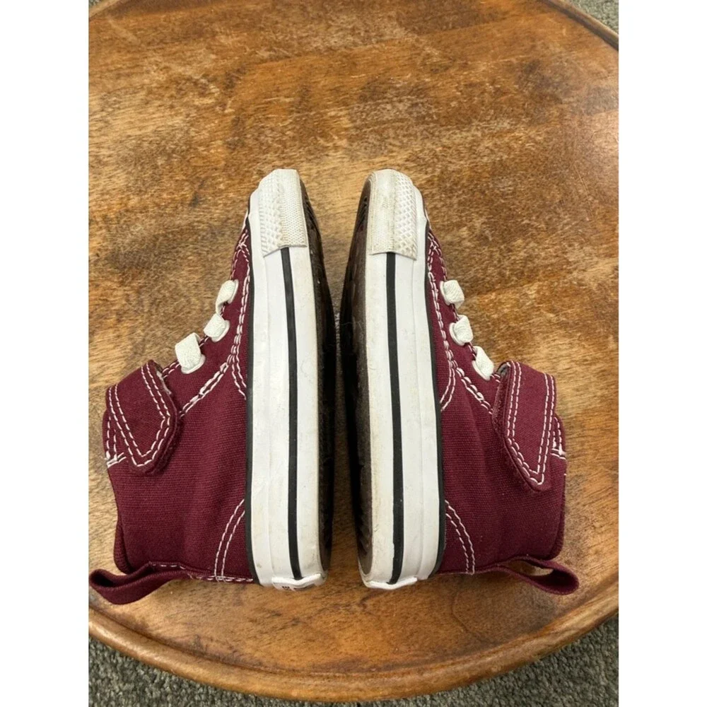 Converse All Star Shoes Baby Toddler 5 Burgundy Canvas High Top Sneakers